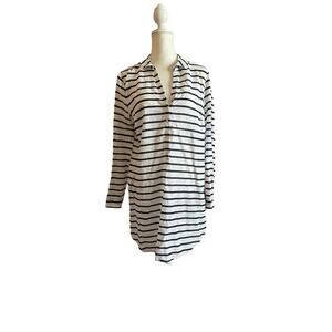 Old Navy White & Blue Striped cotton Tunic Dress - Size L
